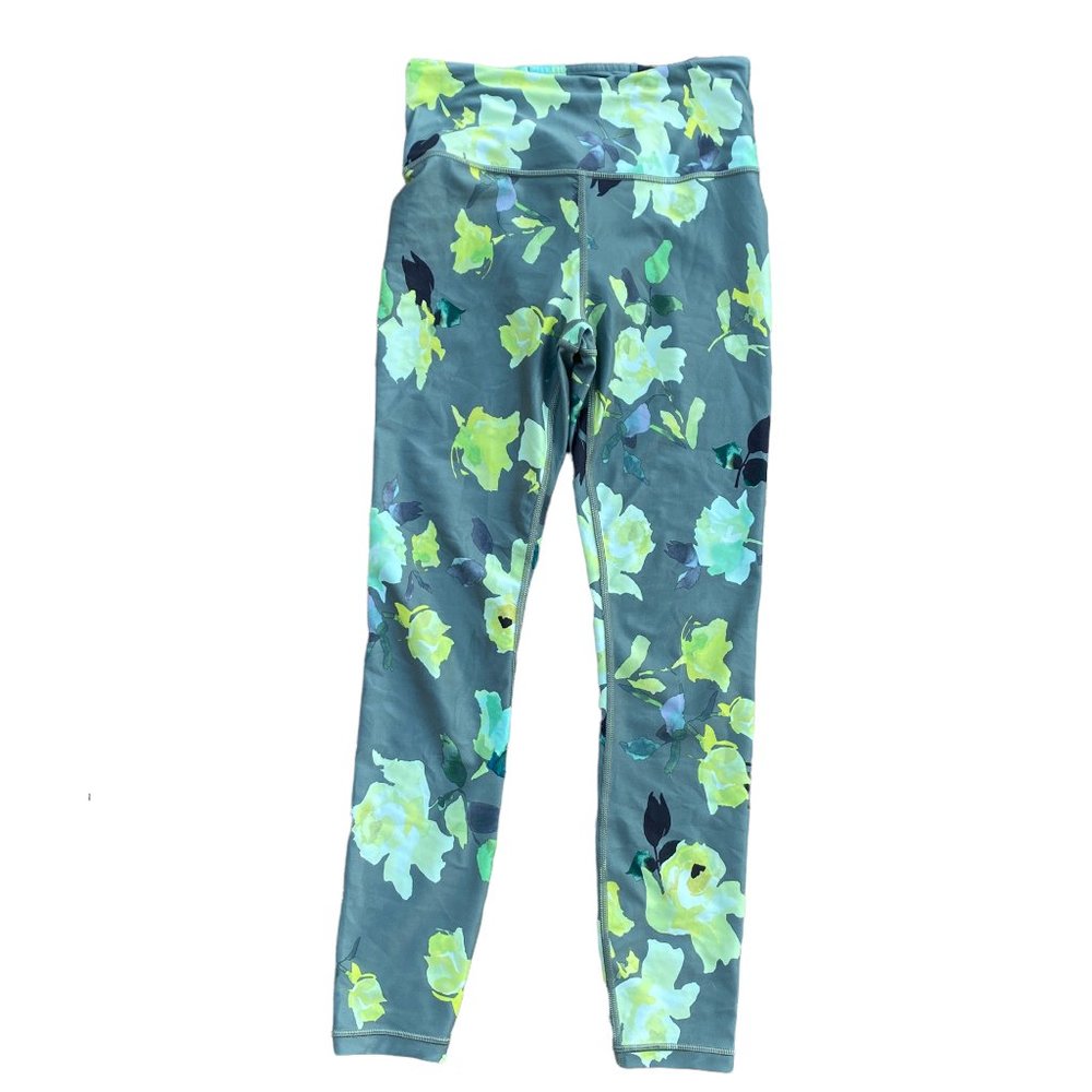 Athleta Elation Printed 7/8 Tight High Rise Leggings Sage Green Lime Floral-XS
